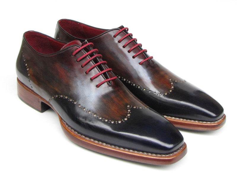 Paul Parkman Men's Wingtip Oxford Goodyear Welted Navy Red Black (ID#081-MIX)