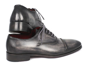 Paul Parkman Men's Captoe Oxfords Gray & Black Shoes (ID#077-GRY)