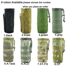 Load image into Gallery viewer, Tactical Drawstring Water Bottle Pouch Molle water kettle Carrier for 32oz 9.4&quot;x3.7&quot;bottle with 1000D Nylon waterproof fabric