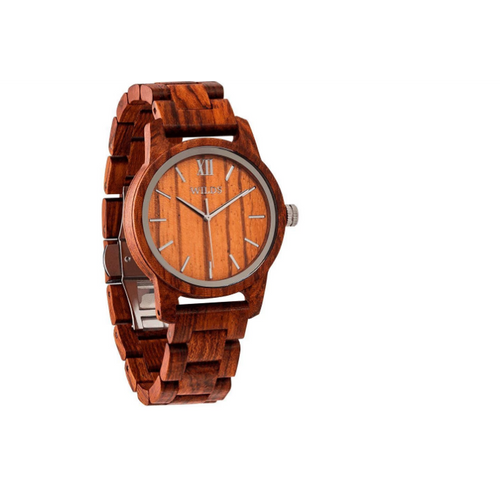 Men's Handmade Engraved Kosso Wooden Timepiece - Personal Message on the Watch
