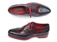 Load image into Gallery viewer, Paul Parkman Men&#39;s Triple Leather Sole Wingtip Brogues Navy &amp; Red (ID#027-TRP-NVYBRD)