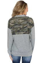 Load image into Gallery viewer, Camo Splice Gray Kangaroo Pocket Zip Collar Sweatshirt