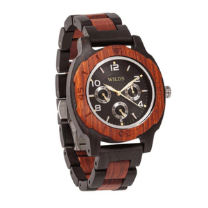Men's Multi-Function Custom Rose Ebony Wooden Watch - Personalize Your Watch