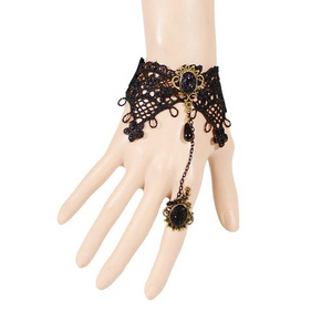 Midnight Lace Ring-to-Wrist Bracelet (Ships From USA)