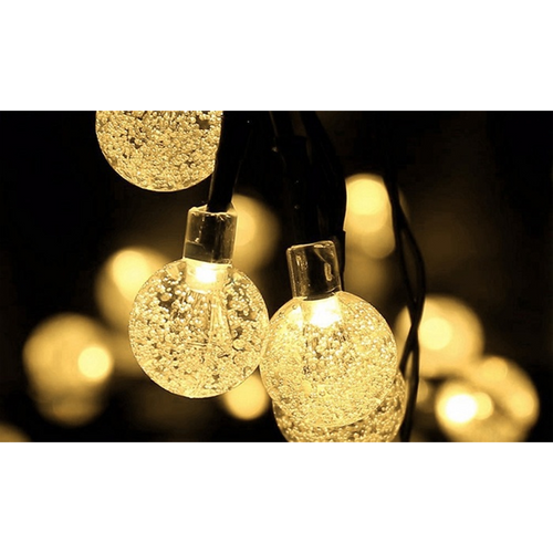 Solar-Powered Waterproof Crystal Ball String Lights