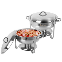 Load image into Gallery viewer, Single Basin Two Set Stainless Steel Round Buffet Stove Food Pans Household Appliances