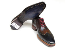 Load image into Gallery viewer, Paul Parkman Men&#39;s Wingtip Oxford Goodyear Welted Navy Red Black (ID#081-MIX)