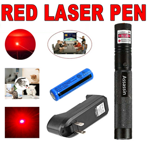 100Miles Adjustable Red Laser Pointer Pen Astronomy 650nm Visible Beam Single Point Lazer Cat/Dog Toy+18650 Battery+Charger