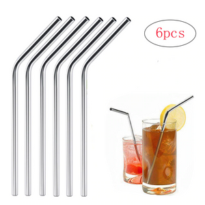 6 Piece Set Stainless Steel Drinking Straws - Eco-friendly Straws