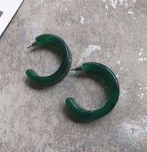 Charger l\&#39;image dans la visionneuse de la galerie, AOMU New Dark Green Geometric Round Big Circle Acrylic Statement Long Drop Earrings