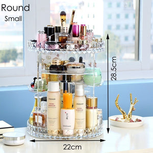 Acrylic Makeup Organizer Bling Crystal Makeup Brush Holder 360 Degree Rotating Clear Cosmetic Storage Organizer Makyaj Kutusu