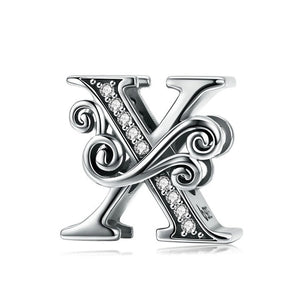 BAMOER 2019 NEW 925 Sterling Silver Vintage A to Z Clear CZ 26 Letter Alphabe Bead Charms Fit