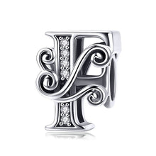 Load image into Gallery viewer, BAMOER 2019 NEW 925 Sterling Silver Vintage A to Z Clear CZ 26 Letter Alphabe Bead Charms Fit