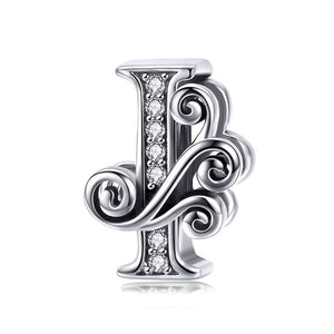 BAMOER 2019 NEW 925 Sterling Silver Vintage A to Z Clear CZ 26 Letter Alphabe Bead Charms Fit