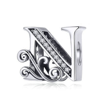 Load image into Gallery viewer, BAMOER 2019 NEW 925 Sterling Silver Vintage A to Z Clear CZ 26 Letter Alphabe Bead Charms Fit