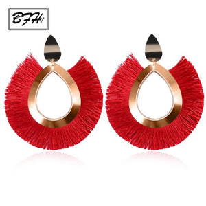 BFH Bohemian Big Tassel Drop Earrings For Women Lady Female