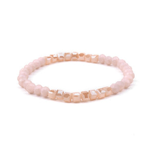 BOJIU Multicolor Crystal Strand Bracelets For Women Gold Acrylic Copper Beads Pink White Black