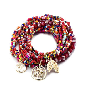 Bohemian Style Life of Tree Leave Charm Beads Bracelets For Women Boho Multilayer
