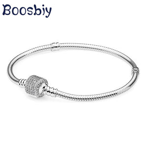 Boosbiy Hot Sale Fashion European Jewelry Bracelet Silver Plated Snake Chain Fit DIY Brand Bracelets For Women Jewelry Gift