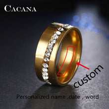 Load image into Gallery viewer, CACANA  Stainless Steel Rings For Women Slash A Line Of CZ  Personalized Custom Fashion Jewelry Wholesale NO.R68
