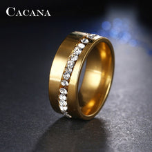 Load image into Gallery viewer, CACANA  Stainless Steel Rings For Women Slash A Line Of CZ  Personalized Custom Fashion Jewelry Wholesale NO.R68