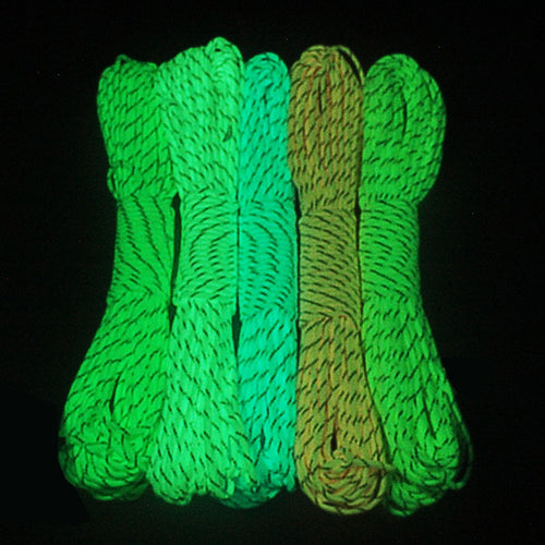 CAMPINGSKY Glow In the Dark Reflective Paracord 9 Strands 5 colors available Survival Parachute Cord