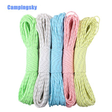 Load image into Gallery viewer, CAMPINGSKY Glow In the Dark Reflective Paracord 9 Strands 5 colors available Survival Parachute Cord