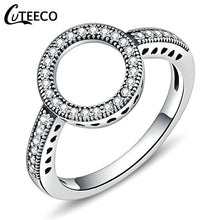 Load image into Gallery viewer, CUTEECO Dropshipping Silver Color Clear CZ Wedding Ring Fit Original Brand Rings For Women