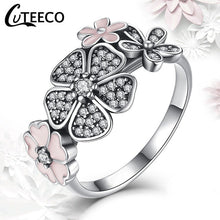 Load image into Gallery viewer, CUTEECO Dropshipping Silver Color Clear CZ Wedding Ring Fit Original Brand Rings For Women