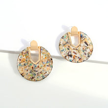Load image into Gallery viewer, Colorful Resin Acrylic Round Dangle Earrings for Women Unique Design U Shape