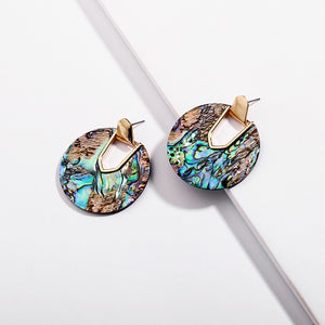 Colorful Resin Acrylic Round Dangle Earrings for Women Unique Design U Shape
