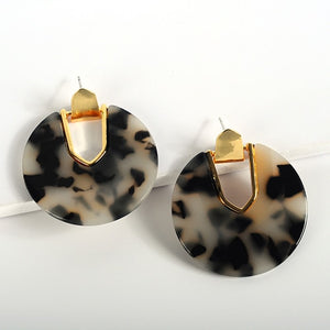Colorful Resin Acrylic Round Dangle Earrings for Women Unique Design U Shape