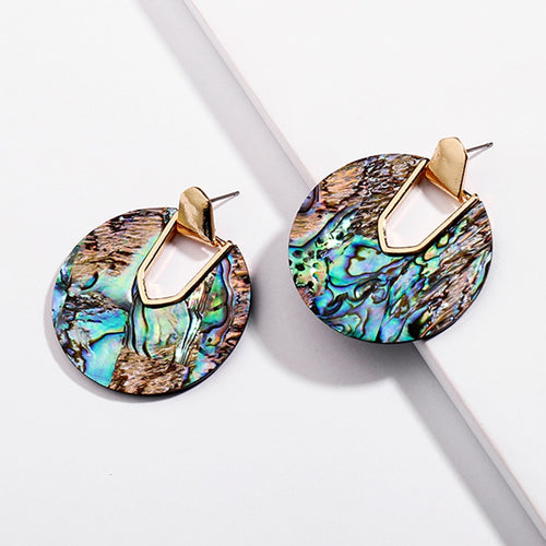 Colorful Resin Acrylic Round Dangle Earrings for Women Unique Design U Shape