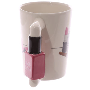 Creative Ceramic Mugs Girl Tools Beauty Kit Specials Nail Polish Handle Tea Coffee Mug Cup Personalized Mugs for women Gift