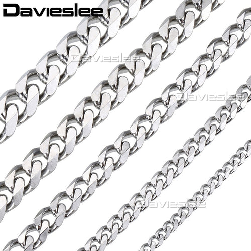 Davielsee Mens Necklace Chain Stainless Steel Gold Silver Black Wholesale