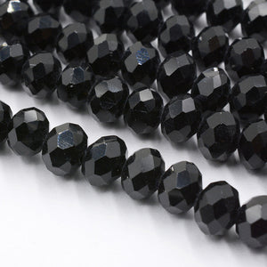 FLTMRH Black Color 3*4mm 140pcs Rondelle Austria faceted Crystal Glass Beads Loose Spacer Round Beads for Jewelry Making