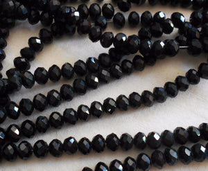 FLTMRH Black Color 3*4mm 140pcs Rondelle Austria faceted Crystal Glass Beads Loose Spacer Round Beads for Jewelry Making