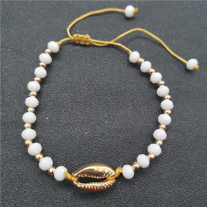 Gold Color Cowrie Shell Bracelets for Women Delicate Rope Chain Bracelet Beads Charm Bracelet Bohemian Beach Jewelry