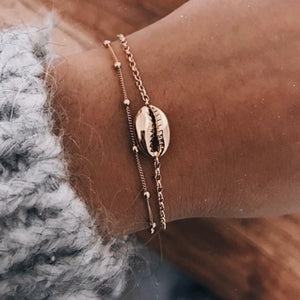 Gold Color Cowrie Shell Bracelets for Women Delicate Rope Chain Bracelet Beads Charm Bracelet Bohemian Beach Jewelry