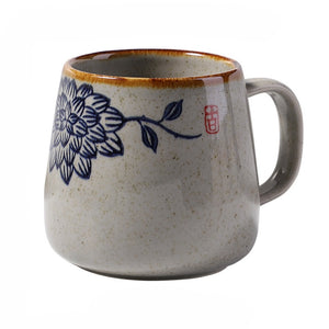 Vintage Coffee Mug Unique Japanese Retro Style Ceramic Cups, 380ml
