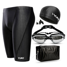 Load image into Gallery viewer, Men Swimming Shorts Waterproof Competition Swim Equipment Goggles with Ear-plug Cap Case Trunks Briefs Swimwear Half Pants 2022