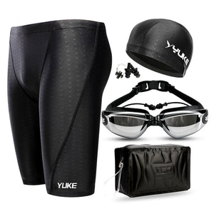 Men Swimming Shorts Waterproof Competition Swim Equipment Goggles with Ear-plug Cap Case Trunks Briefs Swimwear Half Pants 2022