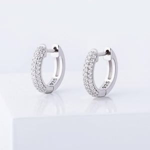 TOPGRILLZ 925 Sterling Silver 14mm Round Earring Iced Micro Pave