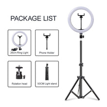 Load image into Gallery viewer, Photo Lights 26cm/10in Circle Ring Light Dimmable Luces