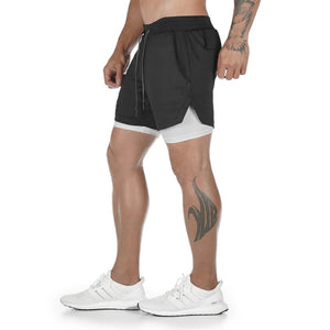 Man Jogging Sportswear Mens 2 In 1 Beach Sport Shorts Quick Drying