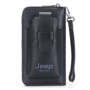 JEEP BULUO Leather Men Clutch Wallet Brand Purse For Phone