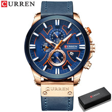 Charger l\&#39;image dans la visionneuse de la galerie, CURREN Watch Chronograph Sport Mens Watches Quartz Clock Leathe