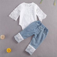 Load image into Gallery viewer, New Fashion 0-24M Baby Girls Fall Clothes Long Sleeve Lace Romper Suit Triangle