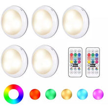 Load image into Gallery viewer, USB Rechangeable RGBW LED Cabinet Light Puck Light 16 Colors Remote