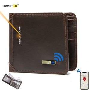 Smart Bluetooth Wallet Tracker Genuine Leather Men Wallets Finder